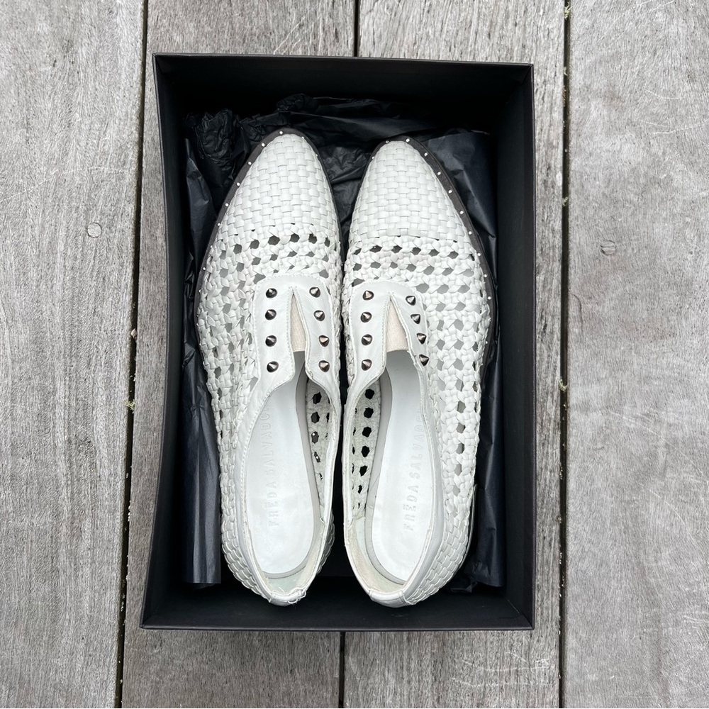 Freda Salvador White Woven Flats